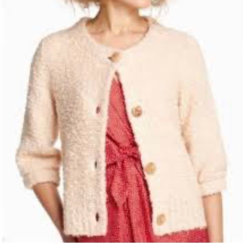 Anthropologie HWR Monogram Rinah Boucle Fox Foxes Print Cardigan Sweater Medium